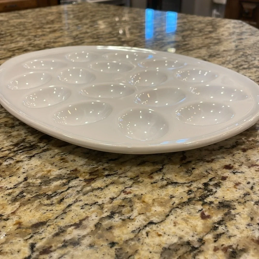 🐣White Ceramic Egg Platter 🥚 Dish